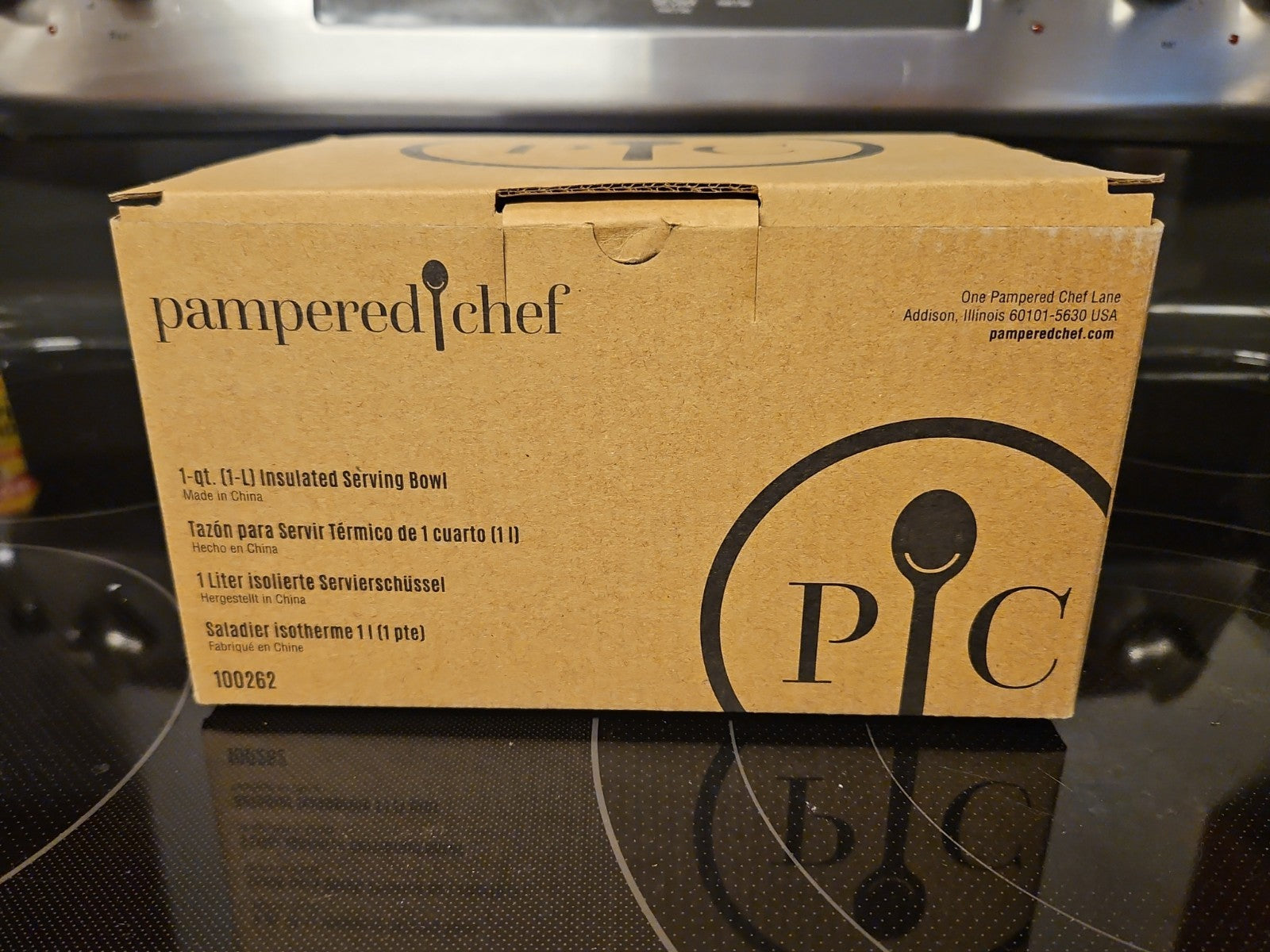 NIB Pampered Chef 1 Quart Insulated Serving Bowl #100262 - Stainless Steel White