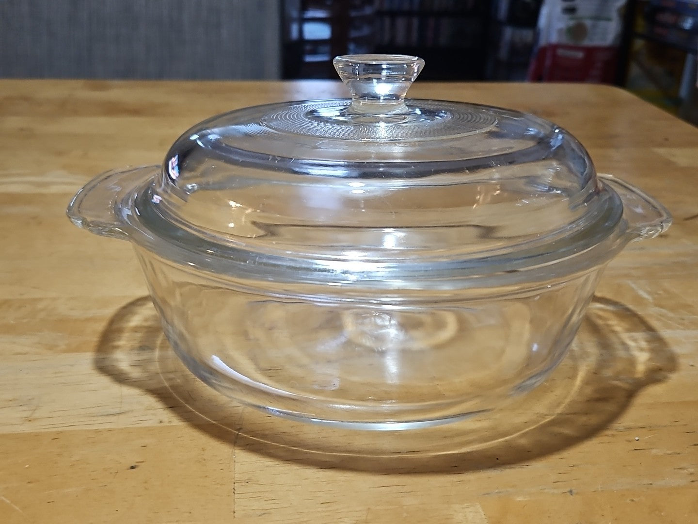 Vintage Fire King 9" Clear Glass Casserole Dish with Lid 1-1/2 Quart 50s 437-408