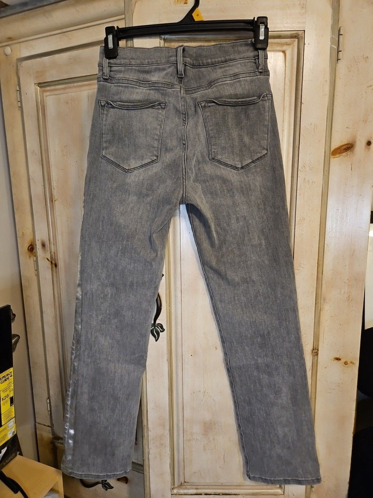 Frame Le High Straight Field Foil Tux Gray Womens Ankle Jeans Sz 25