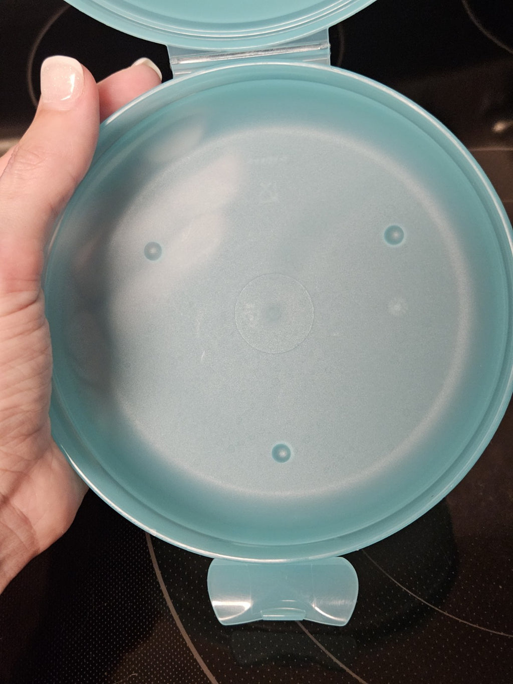 Tupperware Round Sandwich Bagel Keeper Teal No Insert 440A-1