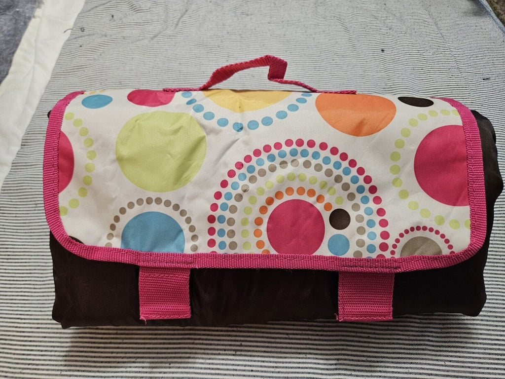 Thirty-One Circle Spirals Nylon & Fleece Around Town Blanket Roll-Up Very Nice!