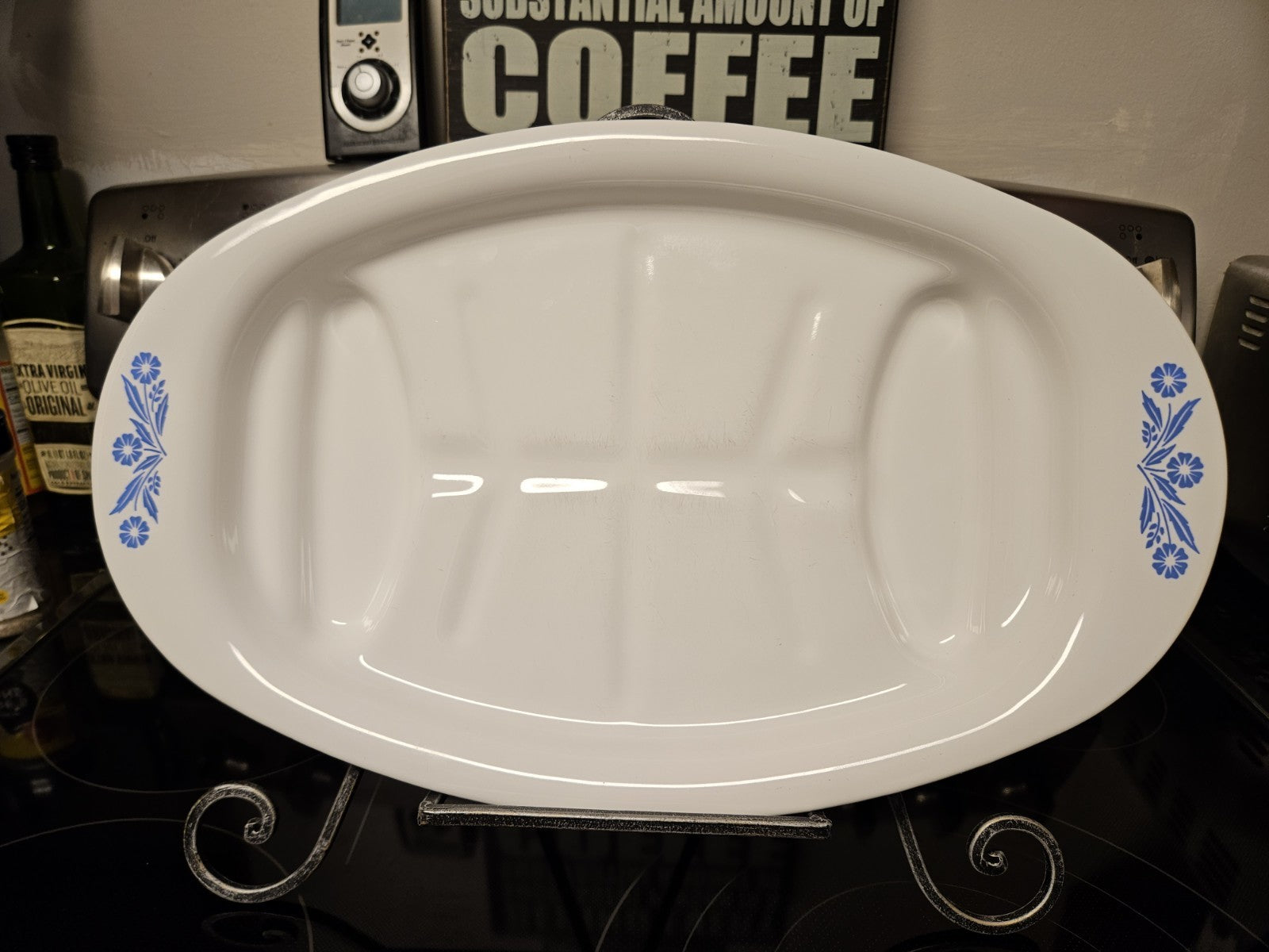 Vintage Corning Ware Blue Cornflower P-19 Meat Platter 16.5" EUC
