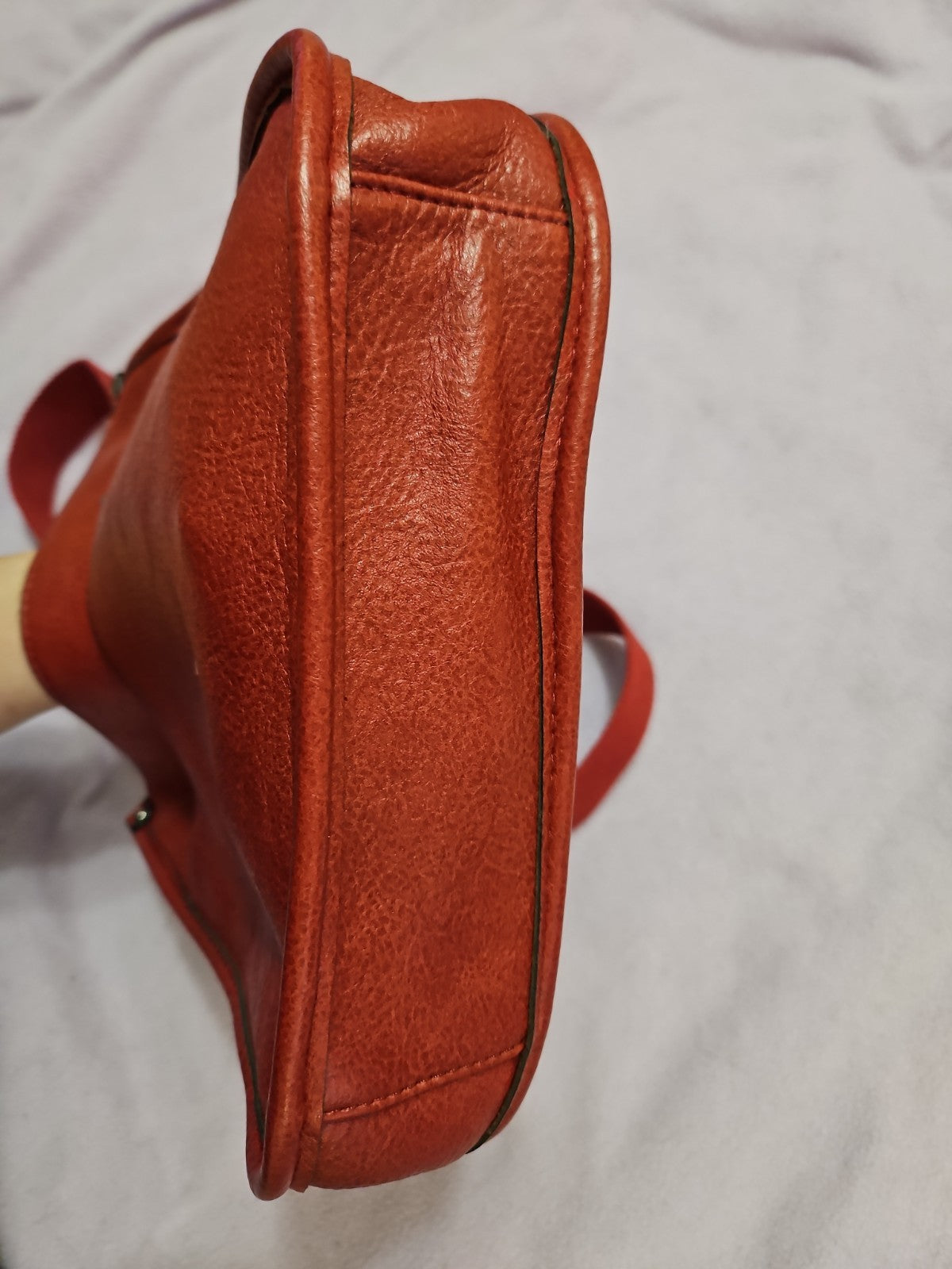 Jen & Co. Posie Vegan Leather Crossbody Rust Red Color EUC