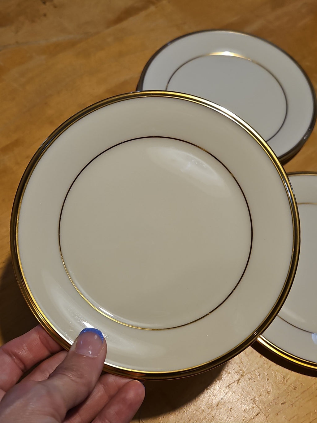 Set of 3 Lenox Eternal Bread & Butter Plates 6 3/8" Ivory Gold Trim USA NWT