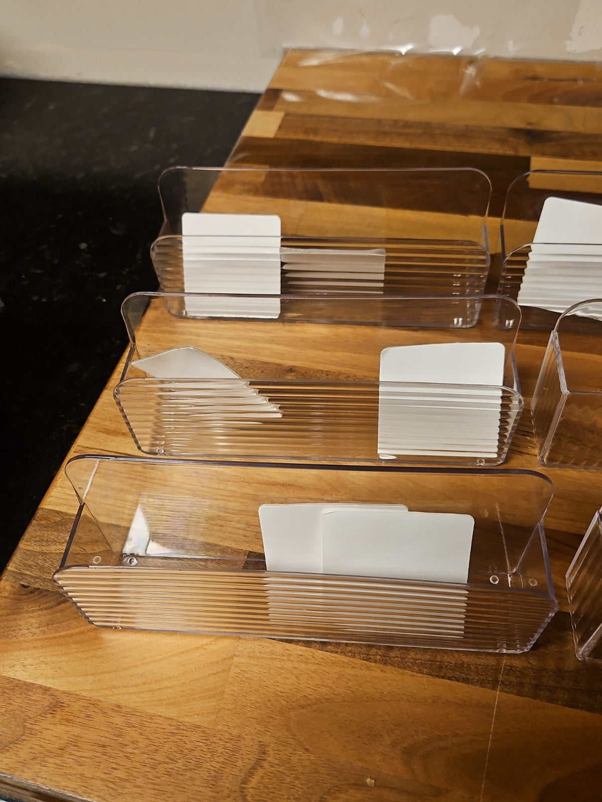 Lot Of 6 Clear Acrylic Adhesive Wall Mounted Organizer Bins Cabinet Storage NIB