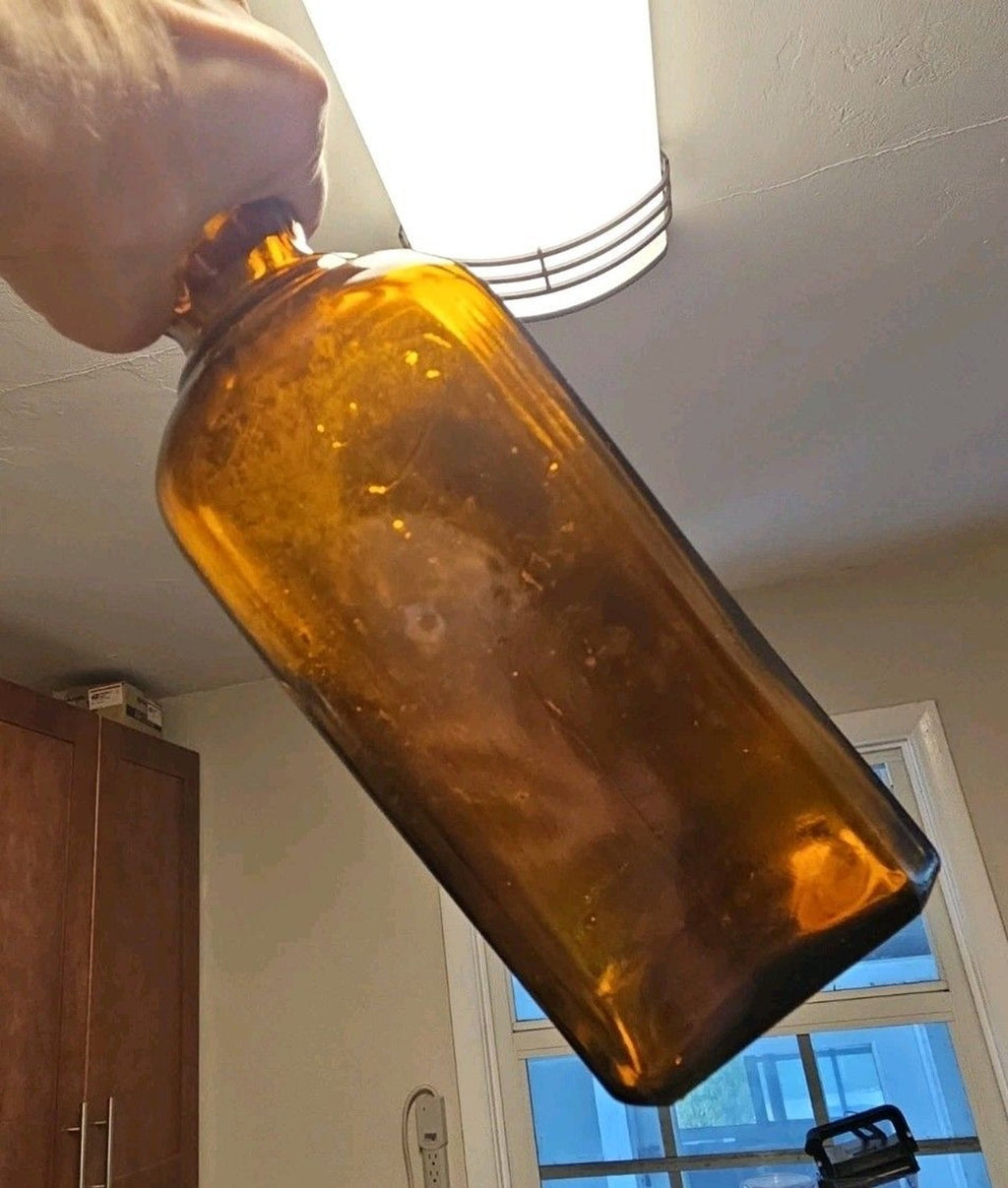 Vintage M. Salzman Co. Purity Above All Brown Amber Hand Blown Whiskey Bottle