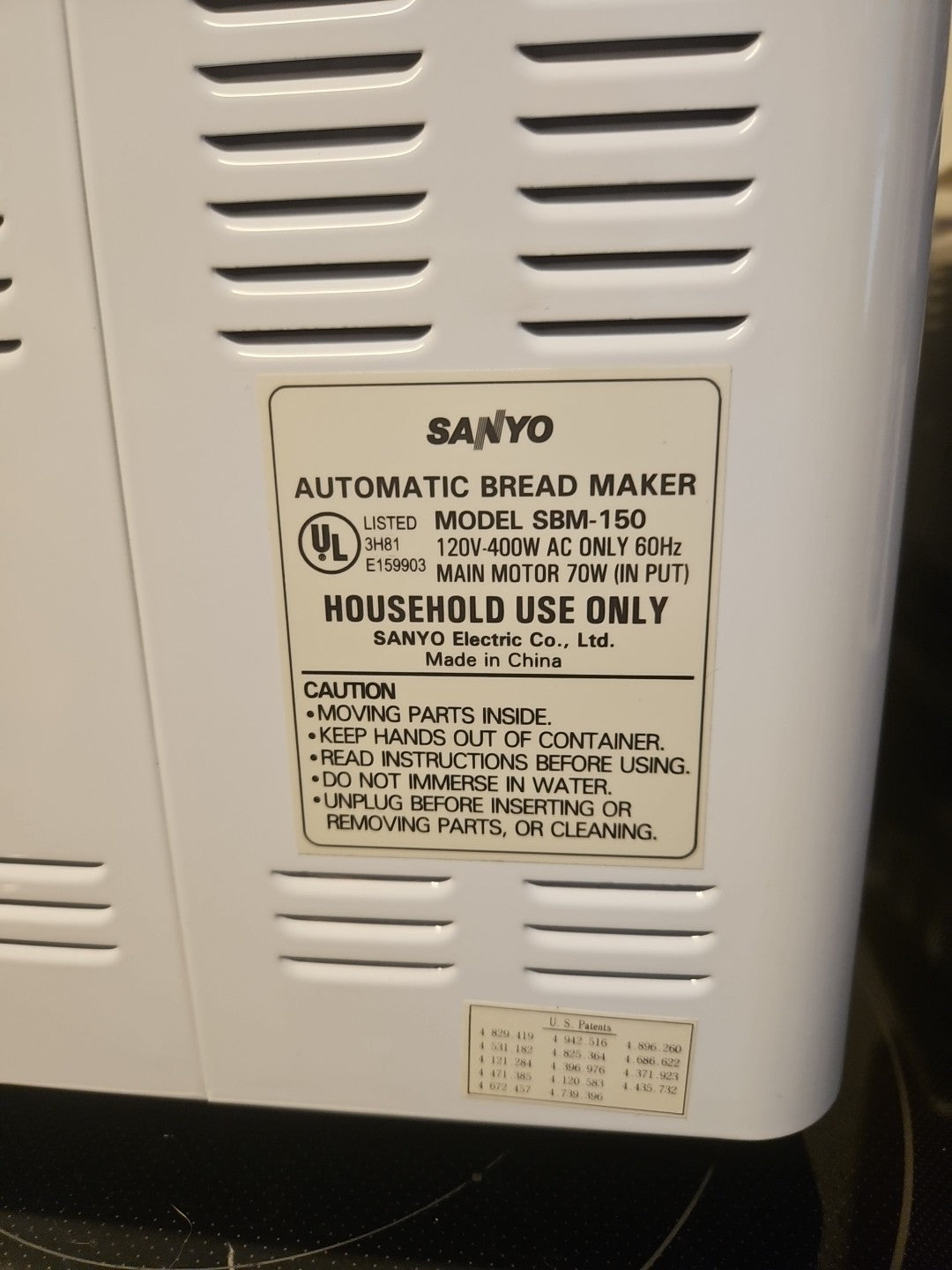 Sanyo Bread Factory Plus Automatic Bread Maker SBM-150 - READ Untested