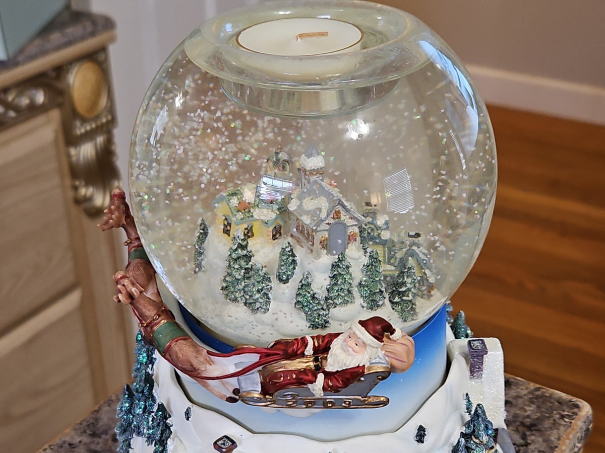 PartyLite 2003 Olde World Village Snow Globe Musical Tealight P7922 EUC Read