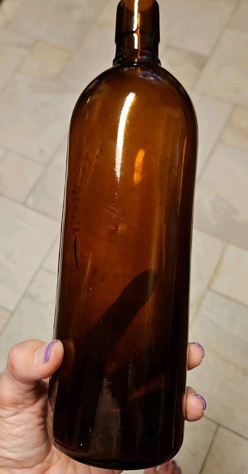 Vintage 1890s Duffy Malt Whiskey Bottle Brown Amber Hand Blown