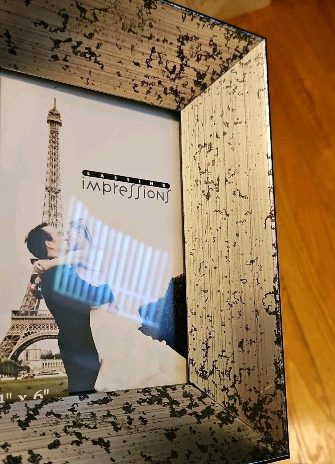 Lasting Impressions Rustic Silver & Black Photo Frame 4x6 Photo Size NEW