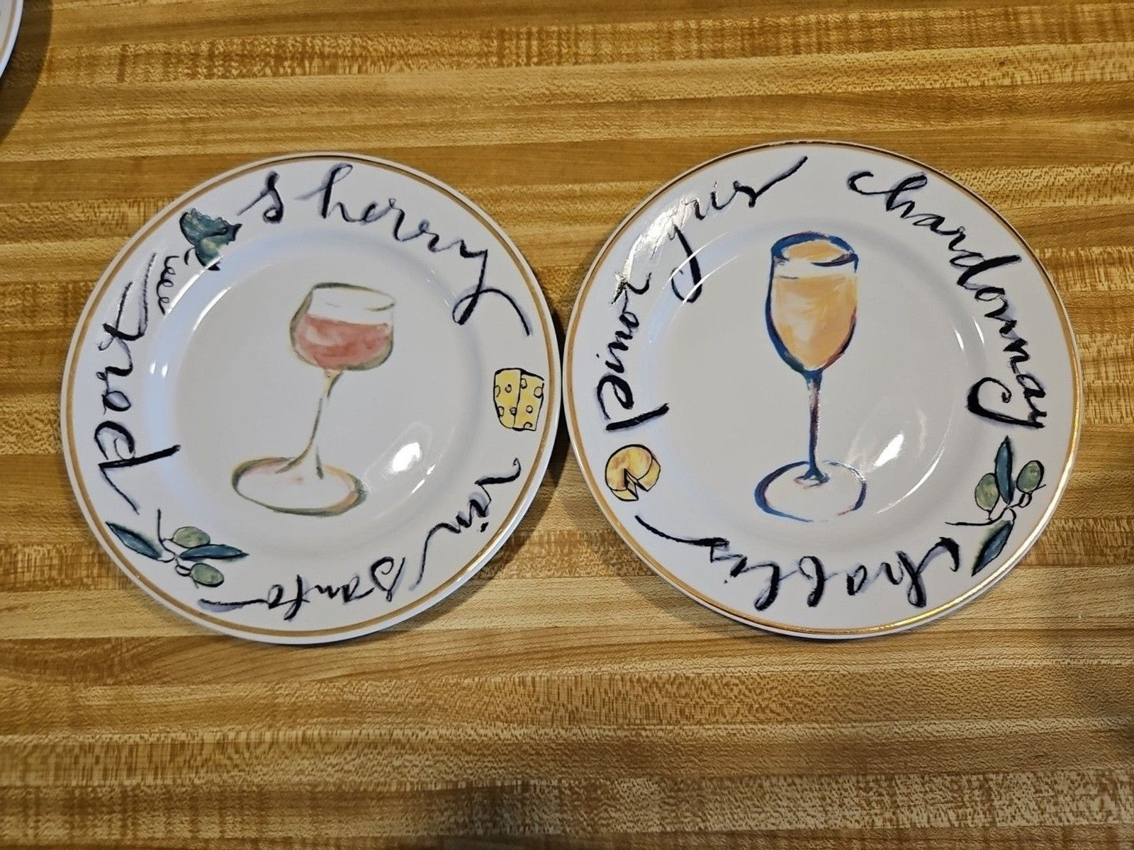 Rosanna Wine Country Salad Plates Set Of 4 Made In Italy 8" Gold Rim