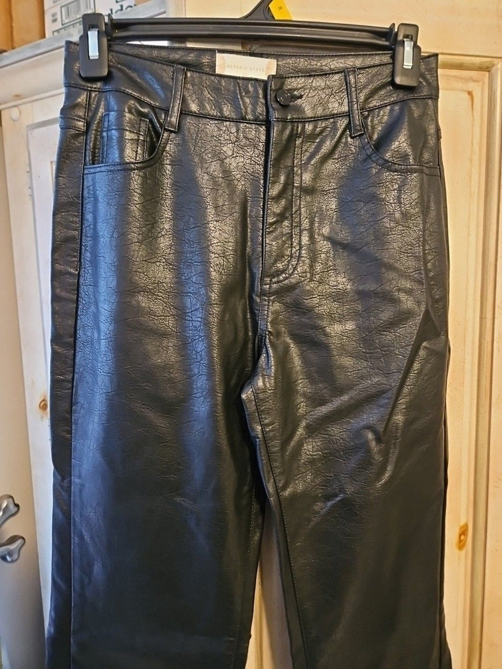 Altar'd State Black Vegan Faux Leather Pleather High Rise Pants Size 24 / XS