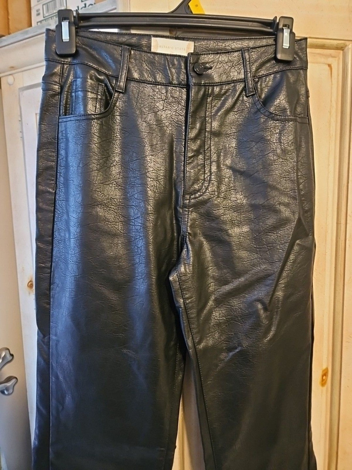 Altar'd State Black Vegan Faux Leather Pleather High Rise Pants Size 24 / XS