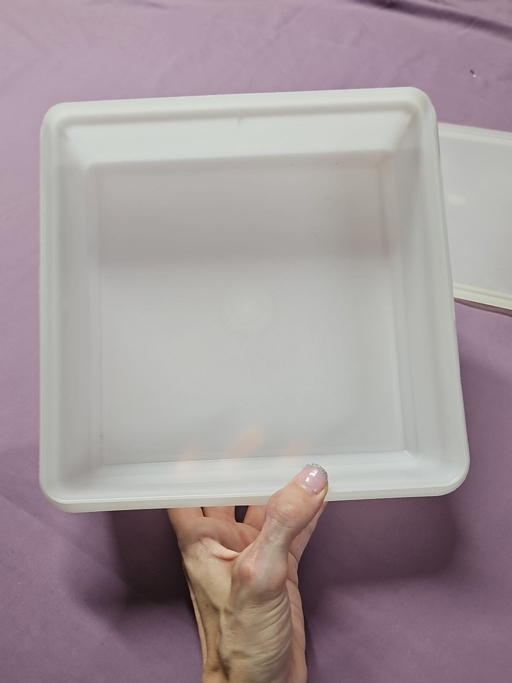 Vintage Tupperware Sheer 9" Square Stack and Store Container #514 W Lid #515