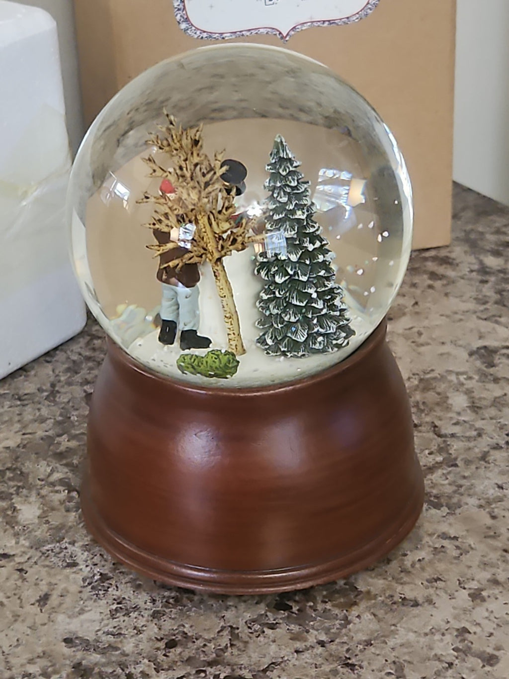 Musical Roman Snow Globe Snowman Scene  Plays We Wish You a Merry Christmas