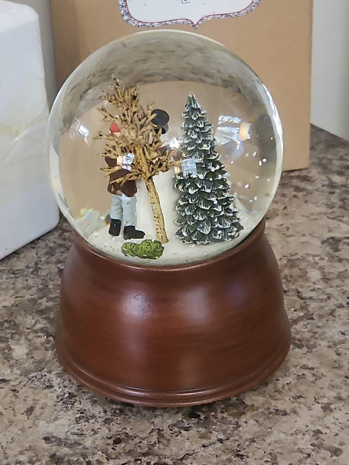 Musical Roman Snow Globe Snowman Scene  Plays We Wish You a Merry Christmas