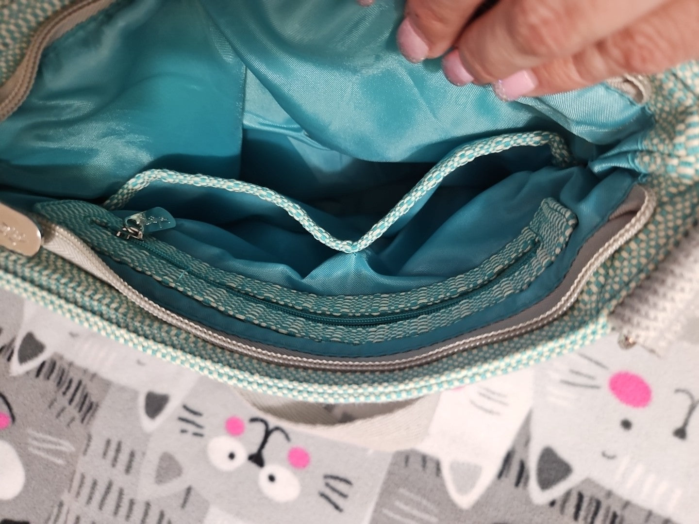 Thirty-One Organizing Shoulder Bag Crossbody Bag Turquoise Cross Weave