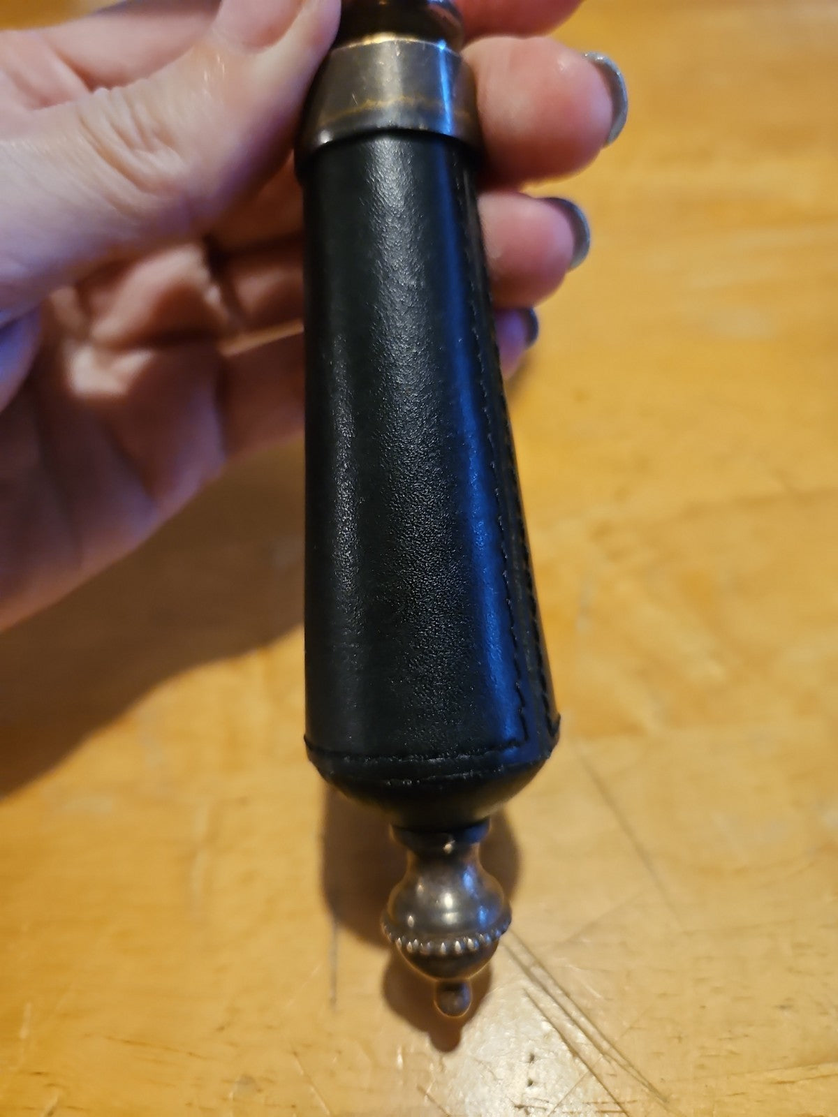 Vintage Magnifying Glass Brass With Leather Wrapped Handle 10" No Cracks!