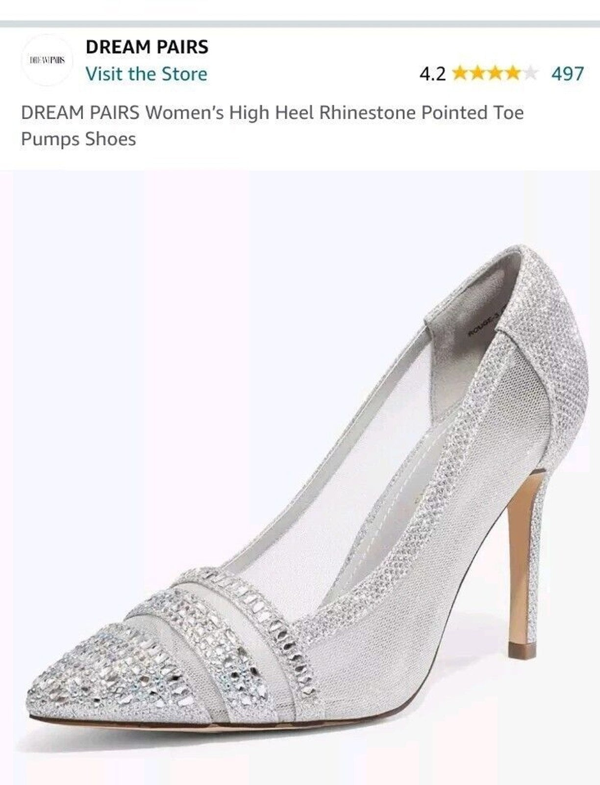 Womens Dream Pairs Silver Glitter Heels Evening Wear Size US 10. New