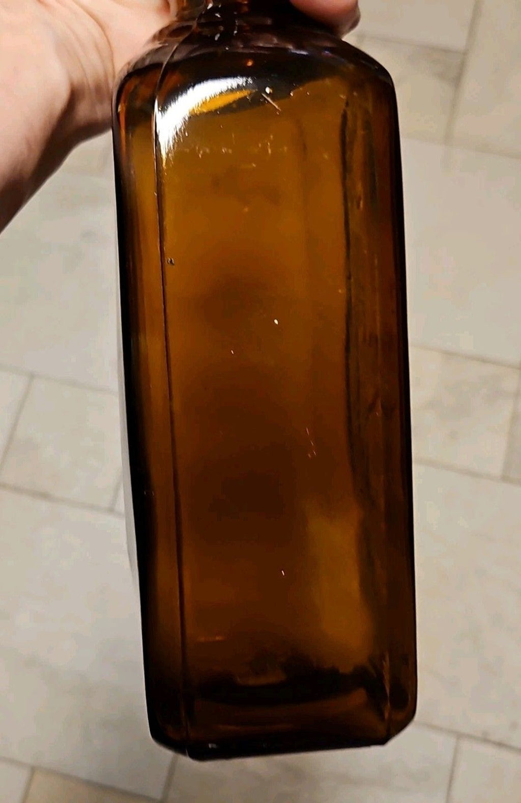 Vintage M. Salzman Co. Purity Above All Brown Amber Hand Blown Whiskey Bottle