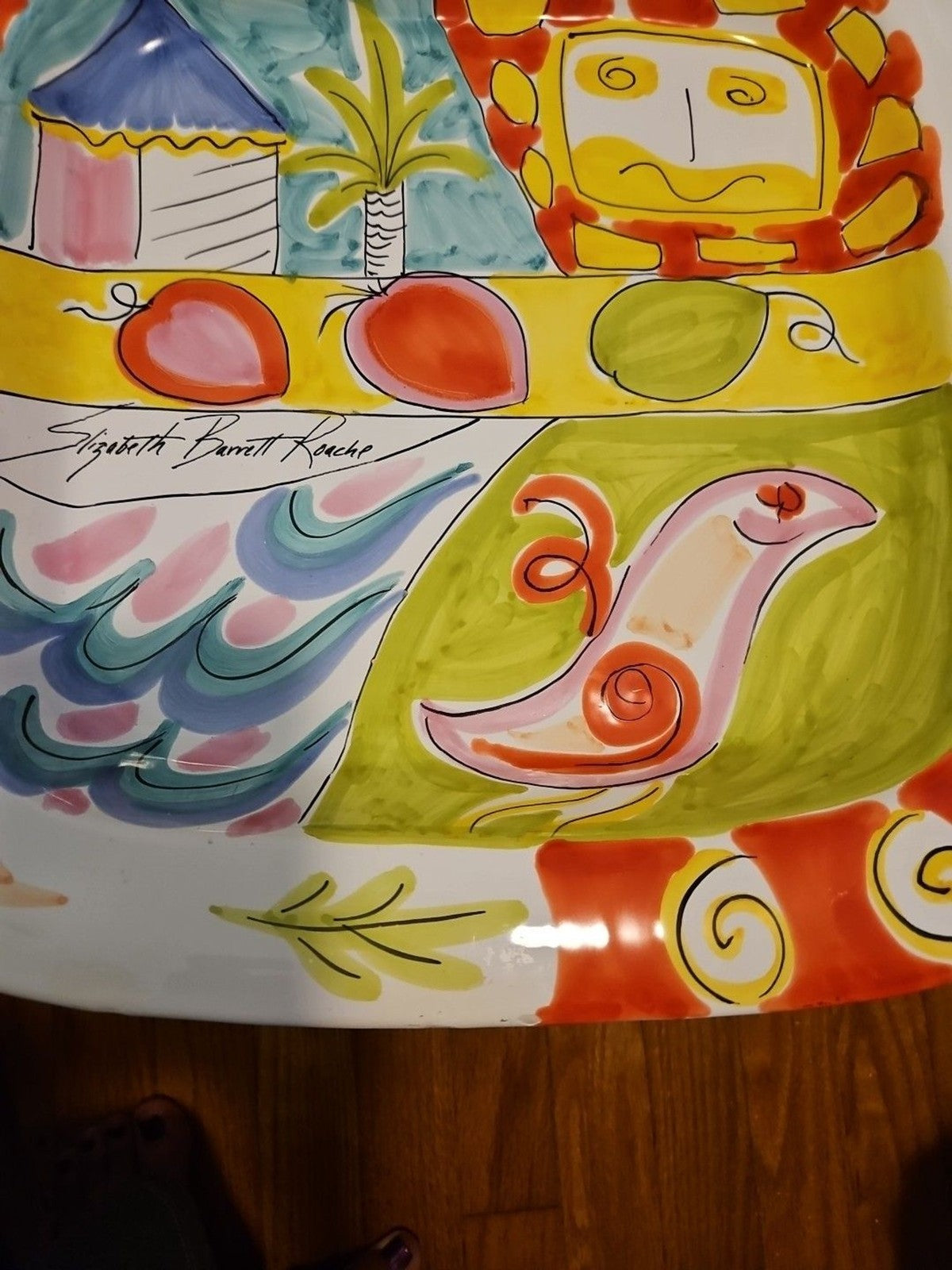 Vintage 1991 Pretense Elizabeth Barrett Roach Hand Painted Platter
