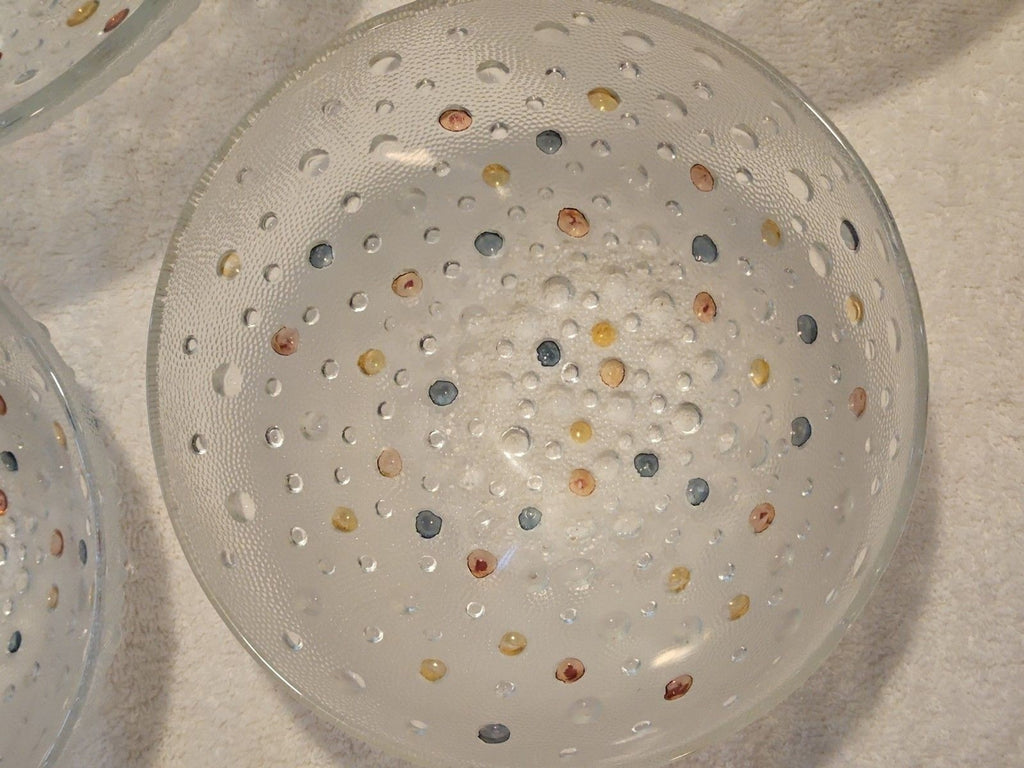 Vintage Dansk Bubble Confetti 10.5" Serving Bowl & Five 7.5" Fruit Bowl Set EUC