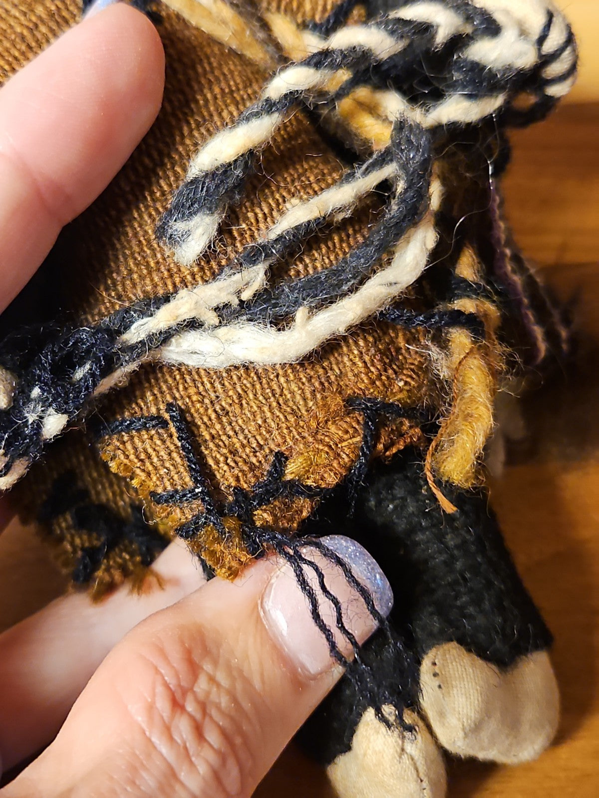 Vintage Andean Folk Art Doll 6.5" Hand Woven Peruvian Knitted Cloth