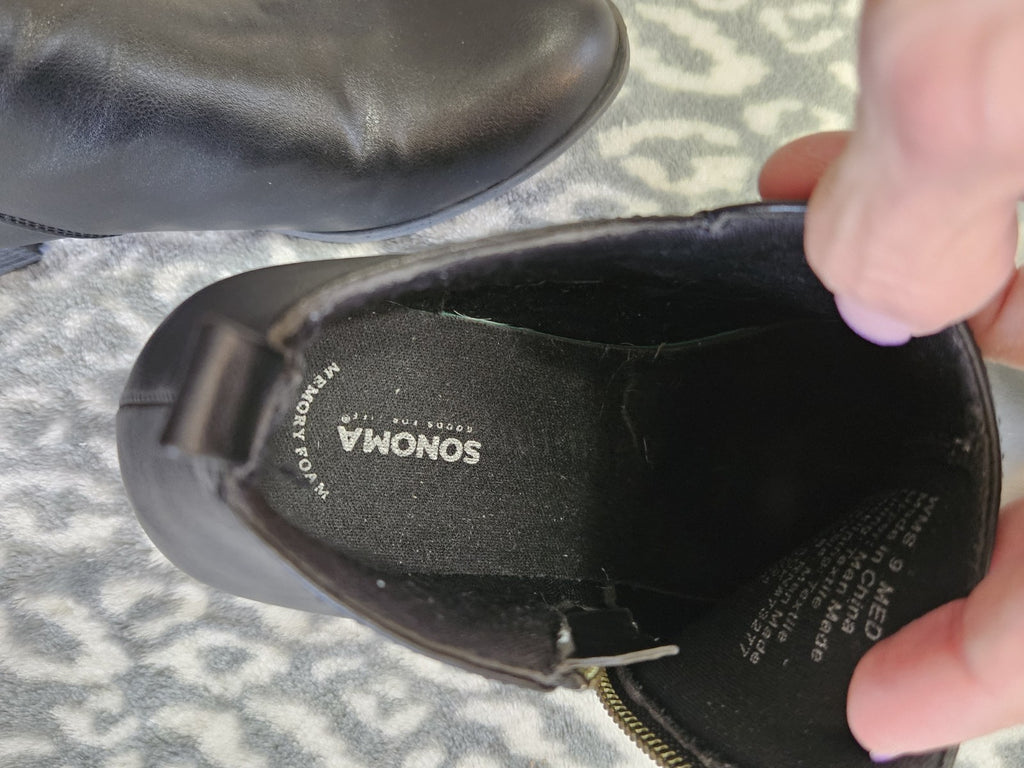 Sonoma Goods For Life Millo Black Ankle Boots Zip-up Women’s Size 9 EUC