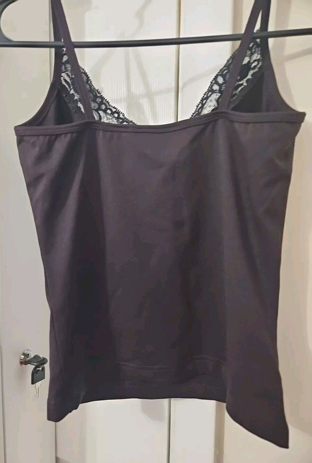 Currants Y2K Purple  and Black Lace V Neck Cami Top Juniors Size M