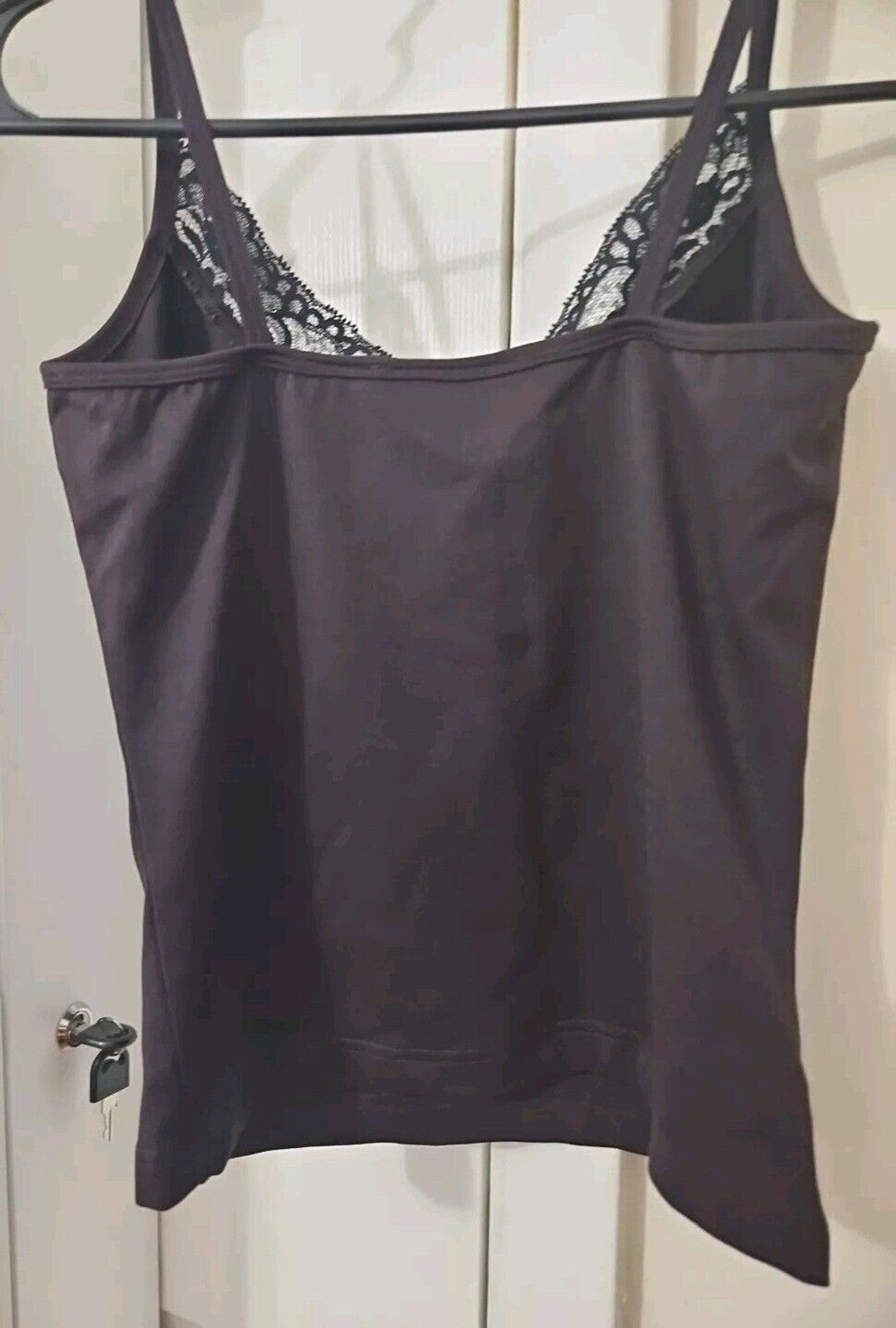 Currants Y2K Purple  and Black Lace V Neck Cami Top Juniors Size M