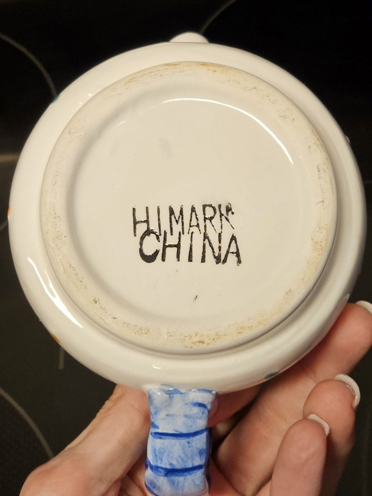 Vintage Himark Blue & White Colored Polka Dot Creamer, Small Tea Pot