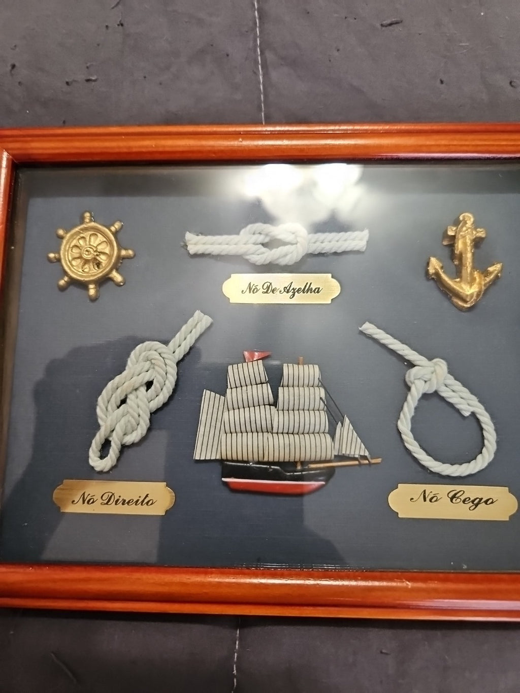 Vintage Sailor's Nautical Knot Wooden Frame Shadow Box 8" X 6"