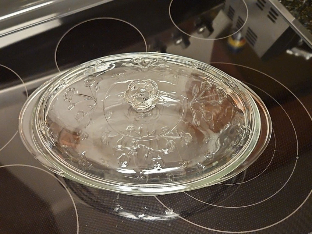 Vintage 90s Anchor Hocking Savannah Floral Glass 2 Qt Casserole Dish W Lid