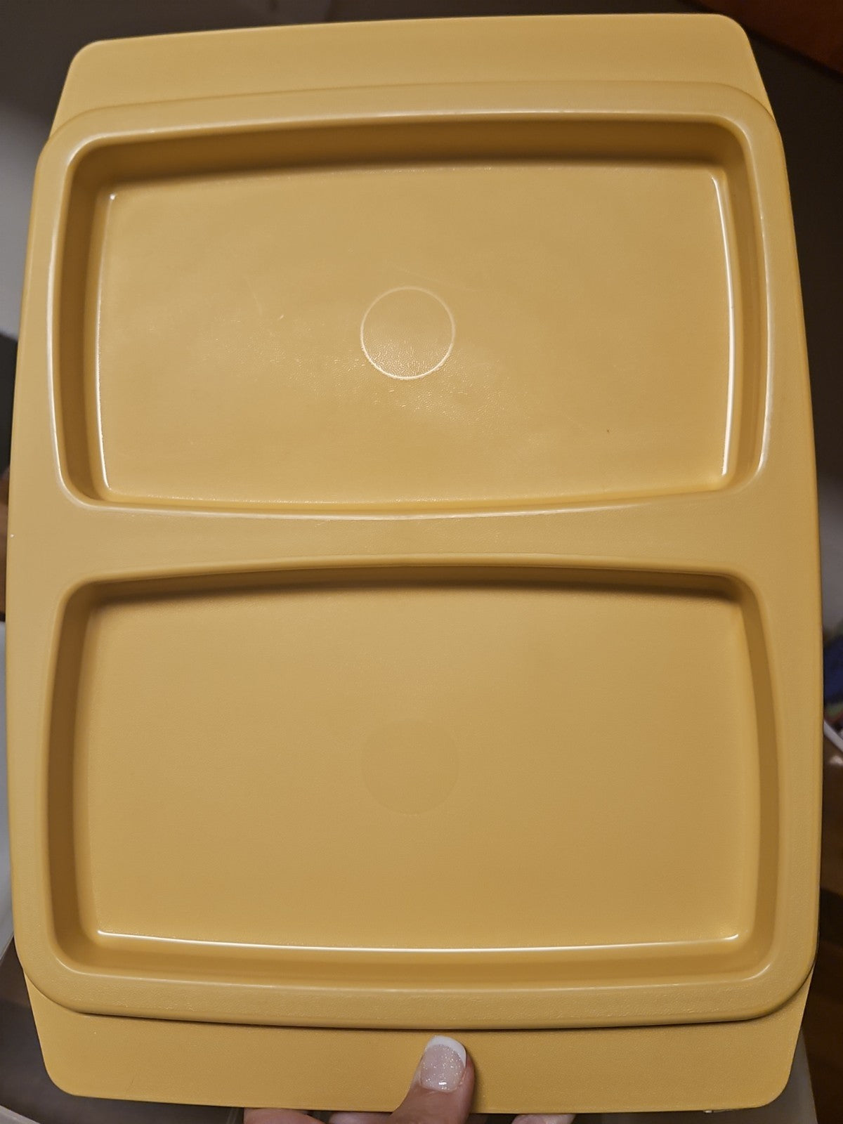 5-pc set Vintage Tupperware Harvest Gold Carrier #815 W/ Sheer Deli Keepers #816