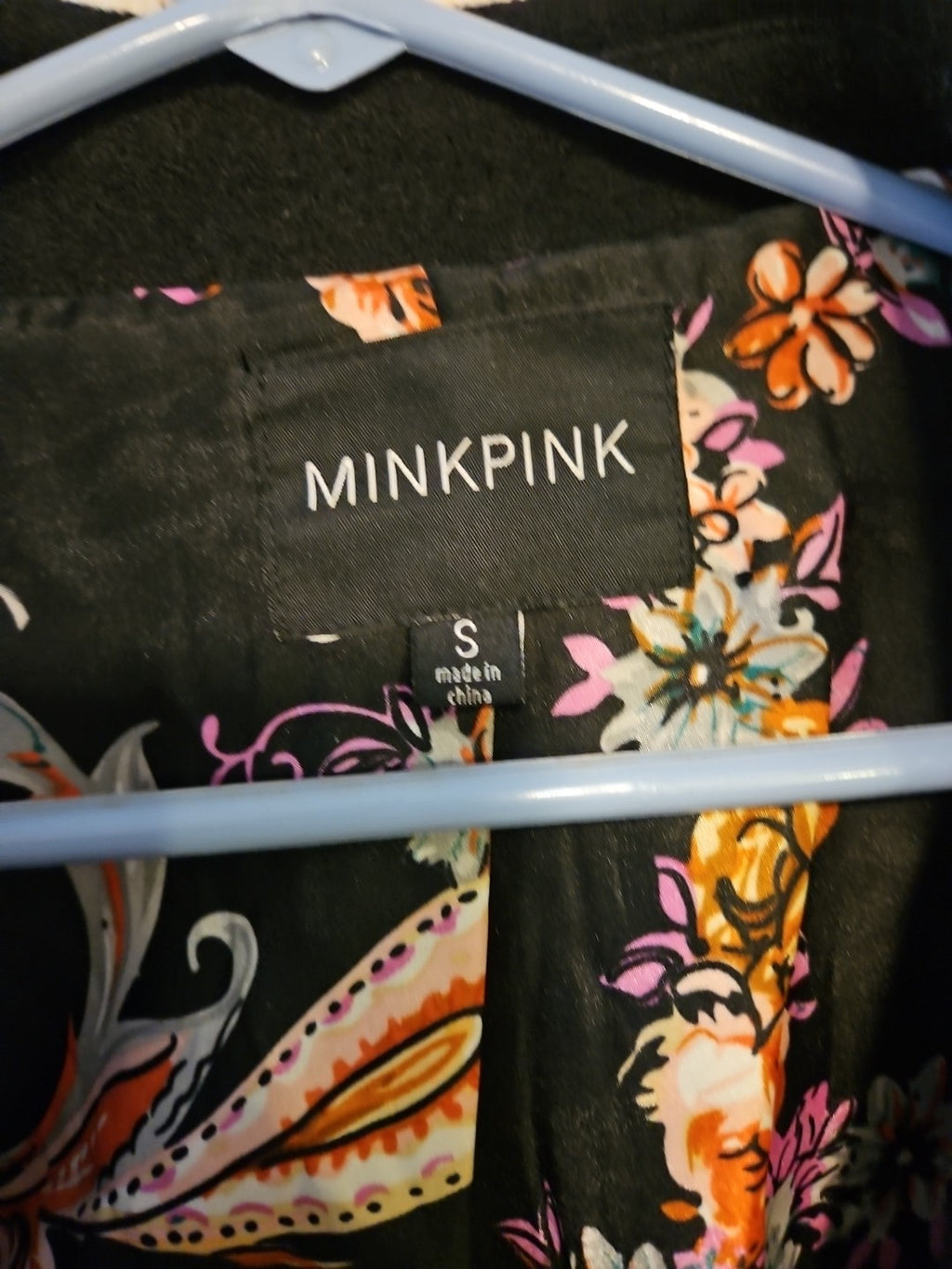 MinkPink Women’s Sz S Black Wool Blend Motorcycle Jacket Rose Gold Zipper Detail