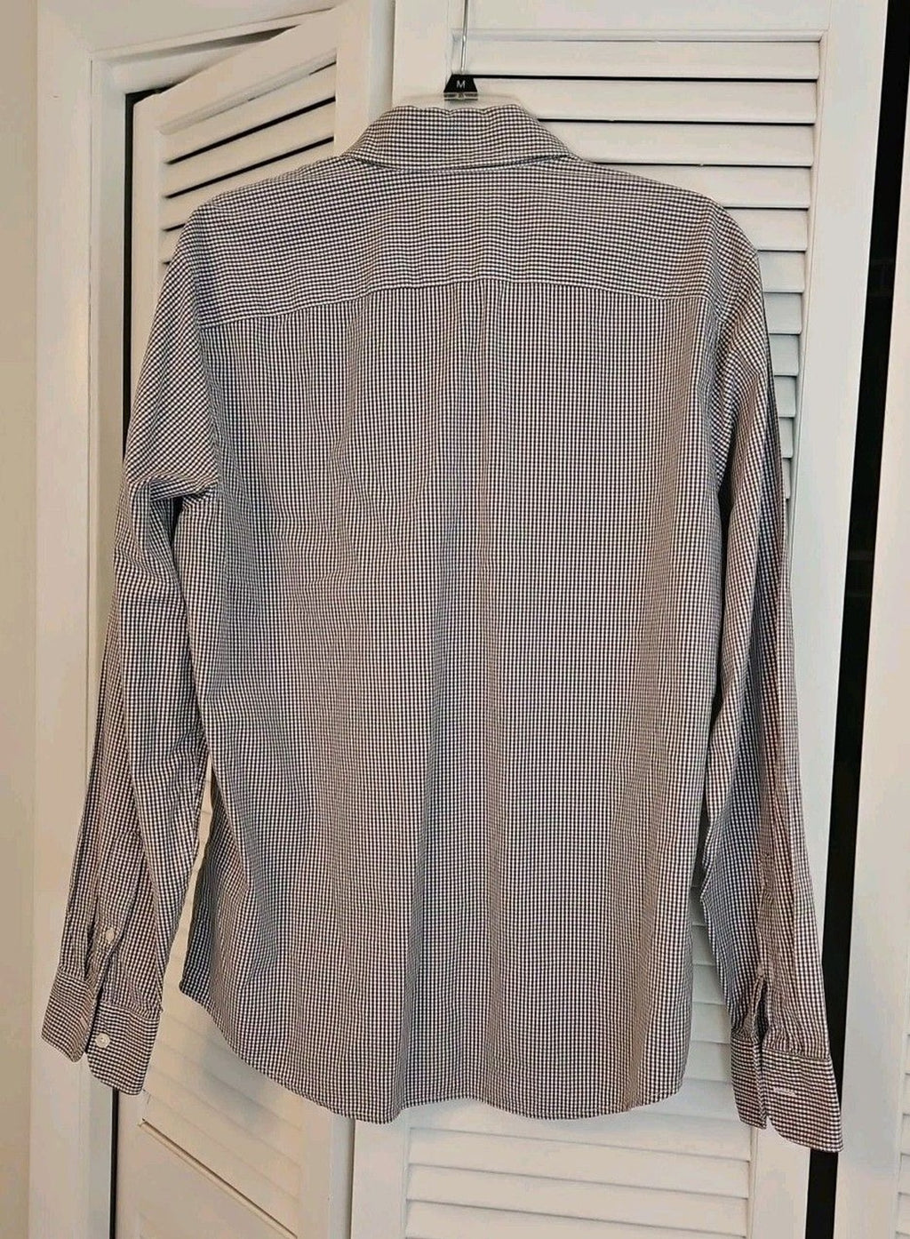 Abercrombie & Fitch Men's Grey White Checked Long Sleeve Button Down Shirt Sz L