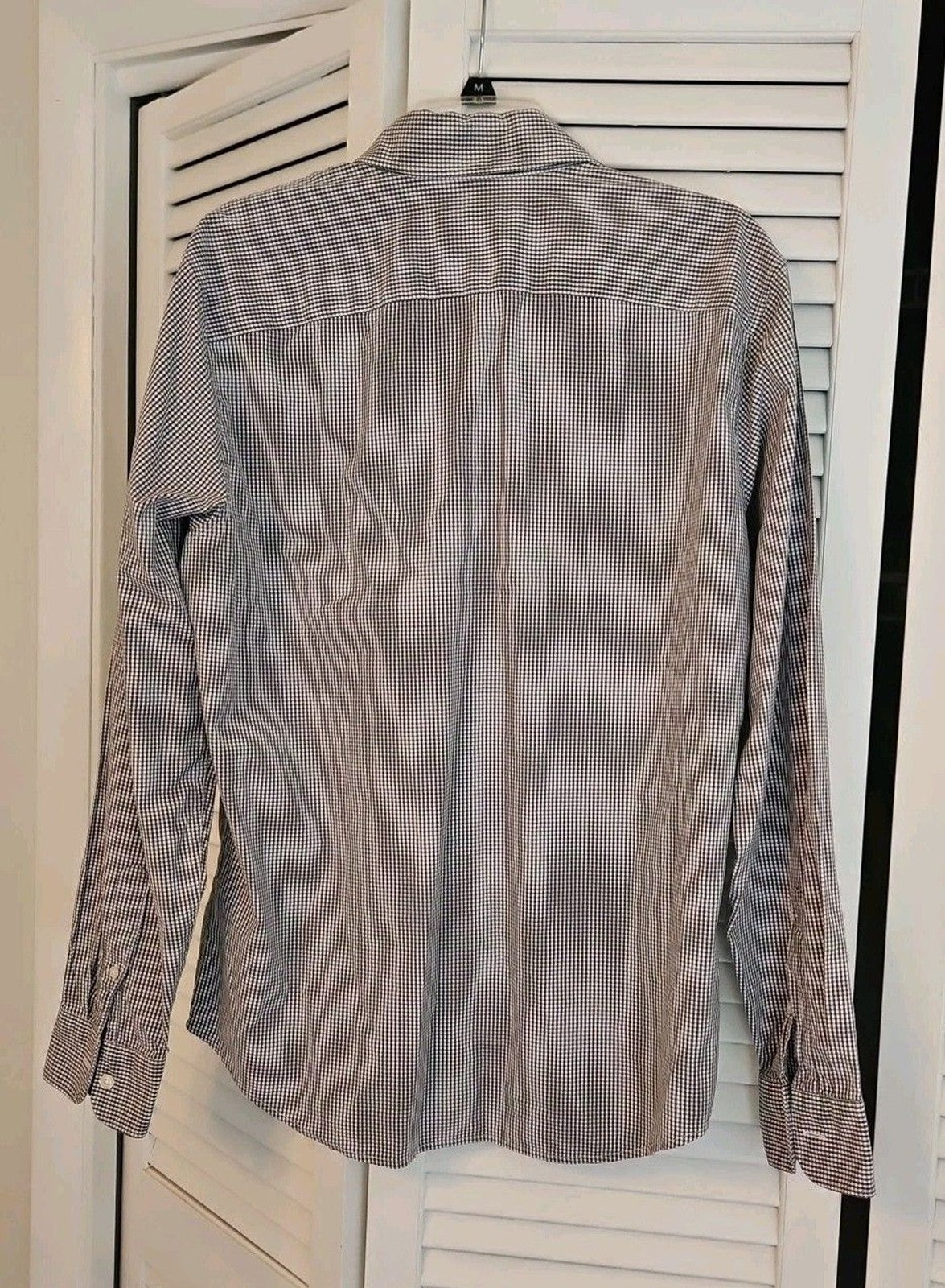 Abercrombie & Fitch Men's Grey White Checked Long Sleeve Button Down Shirt Sz L