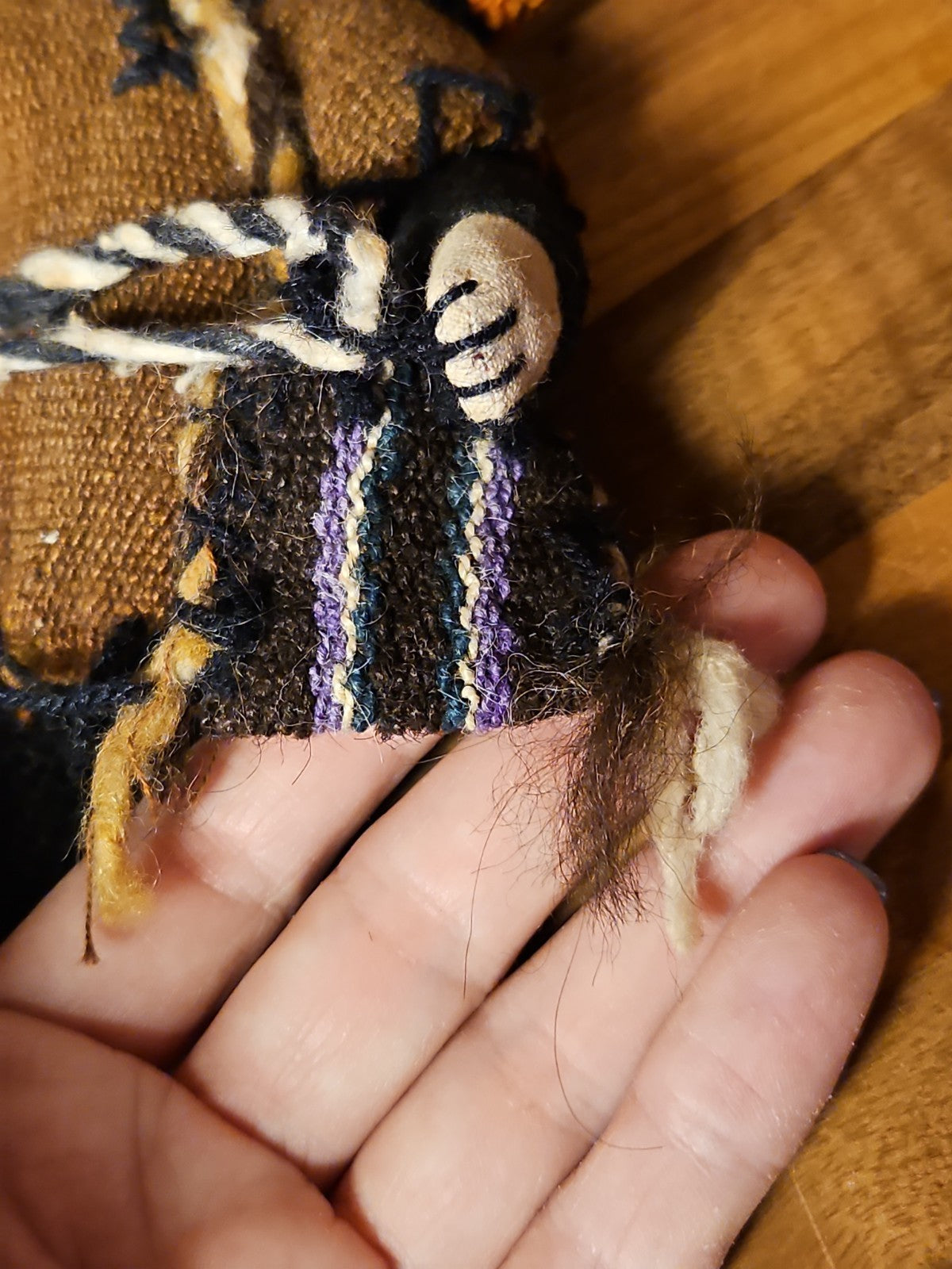 Vintage Andean Folk Art Doll 6.5" Hand Woven Peruvian Knitted Cloth