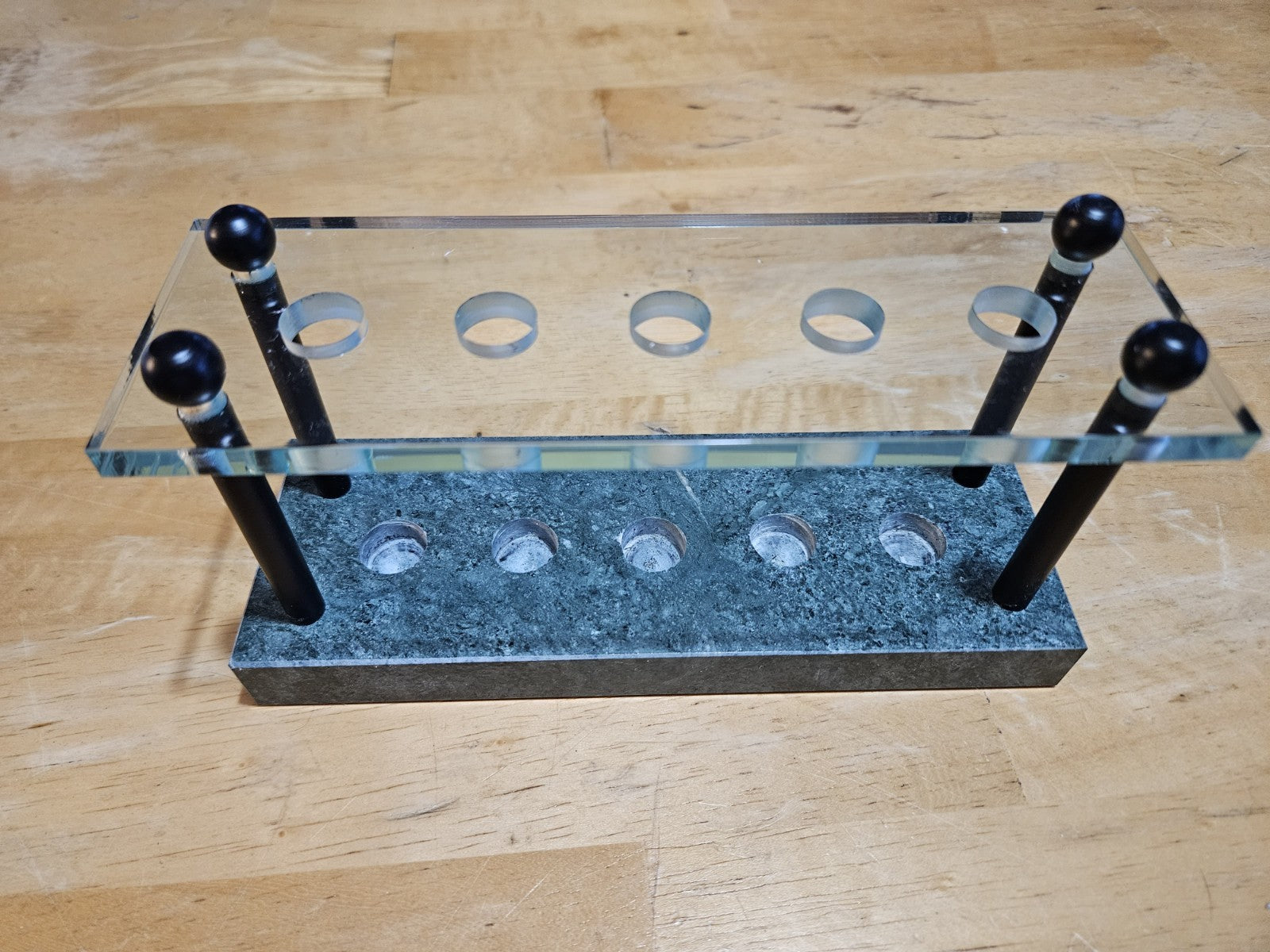 Vintage MCM Bar Tool Set Of 5 Pieces On Green Marble Stand