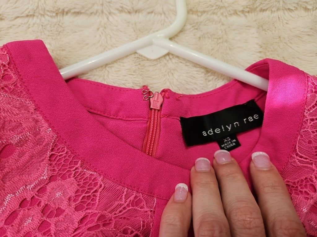 Adelyn Rae Pink Lace Dress High Low Hem Women's Size Small