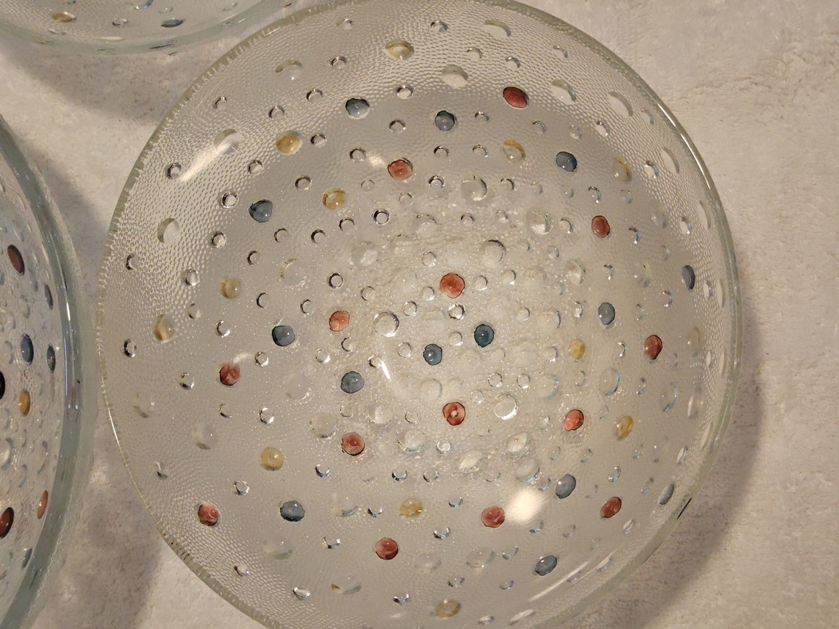 Vintage Dansk Bubble Confetti 10.5" Serving Bowl & Five 7.5" Fruit Bowl Set EUC