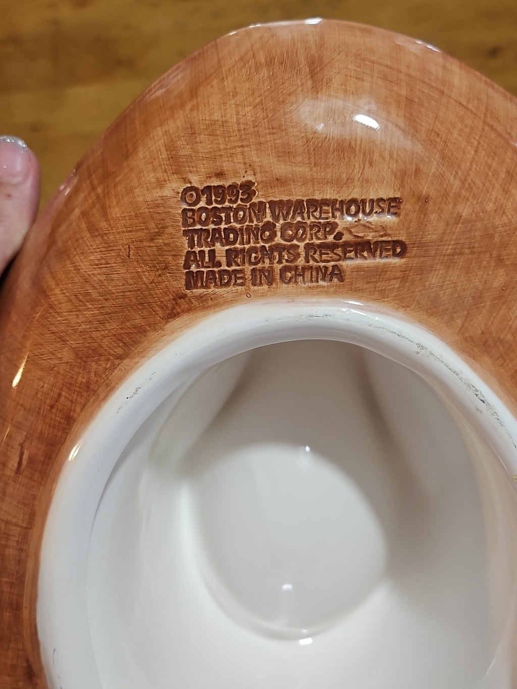 Vintage 1993 Boston Warehouse Trading Cowboy Hat Ceramic Chip & Dip Tray Mint