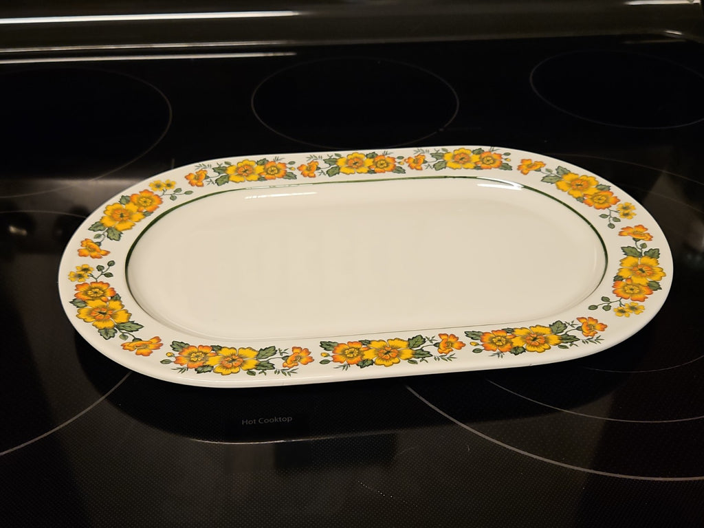Vintage Villeroy & Boch Cottage Platter  13” x 8” Yellow And Orange Flowers EUC