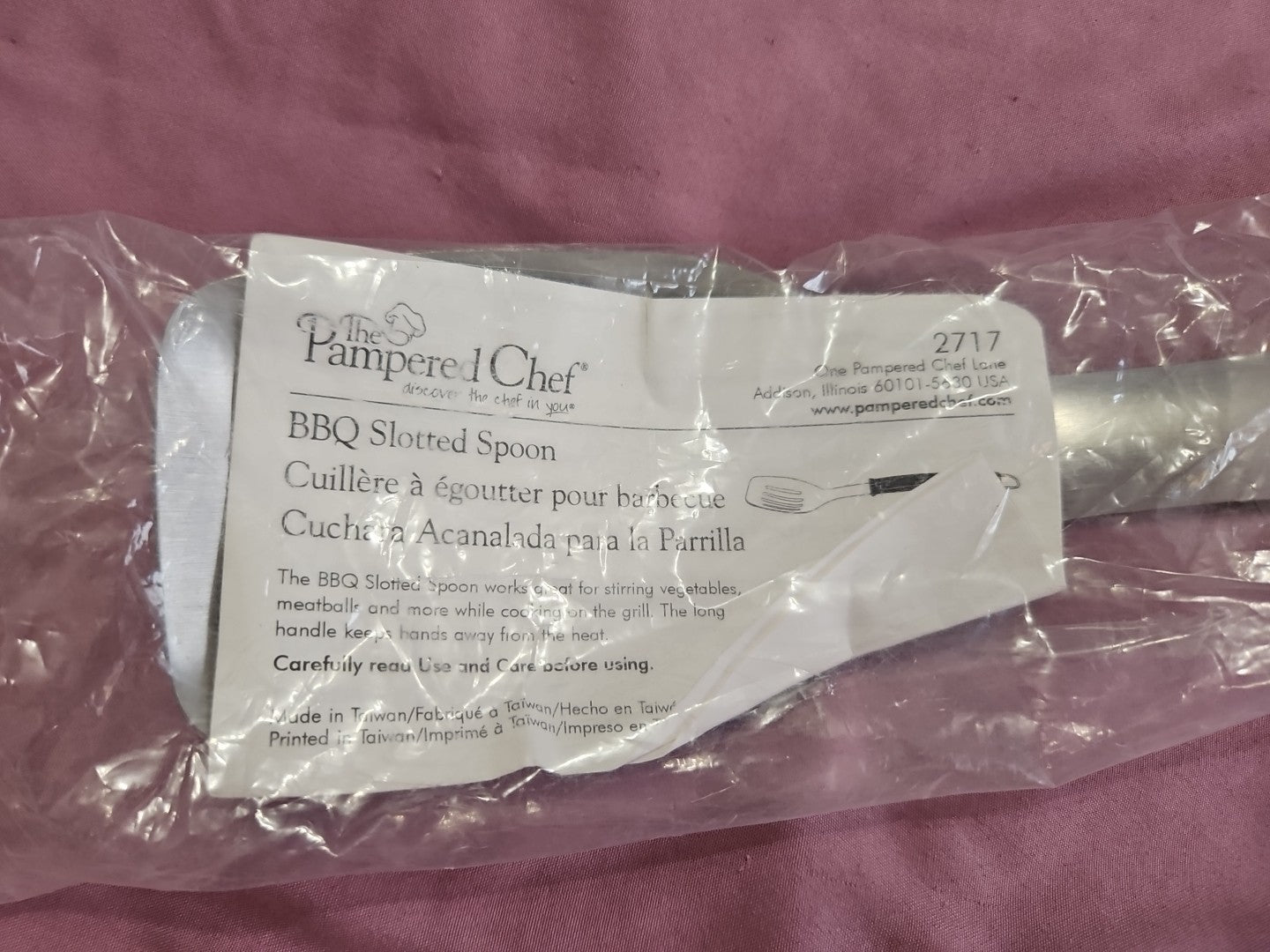 Pampered Chef #2717 BBQ Slotted Spoon 15" NIP