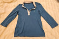 GOLFINO Womens Size 8 Teal W/ White Collar 3/4 Sleeve Polo Shirt Golf