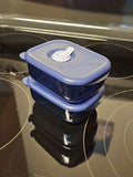Set Of 2 Tupperware 1 Cup Vent & Serve 3387A Indigo Blue Containers with Lids
