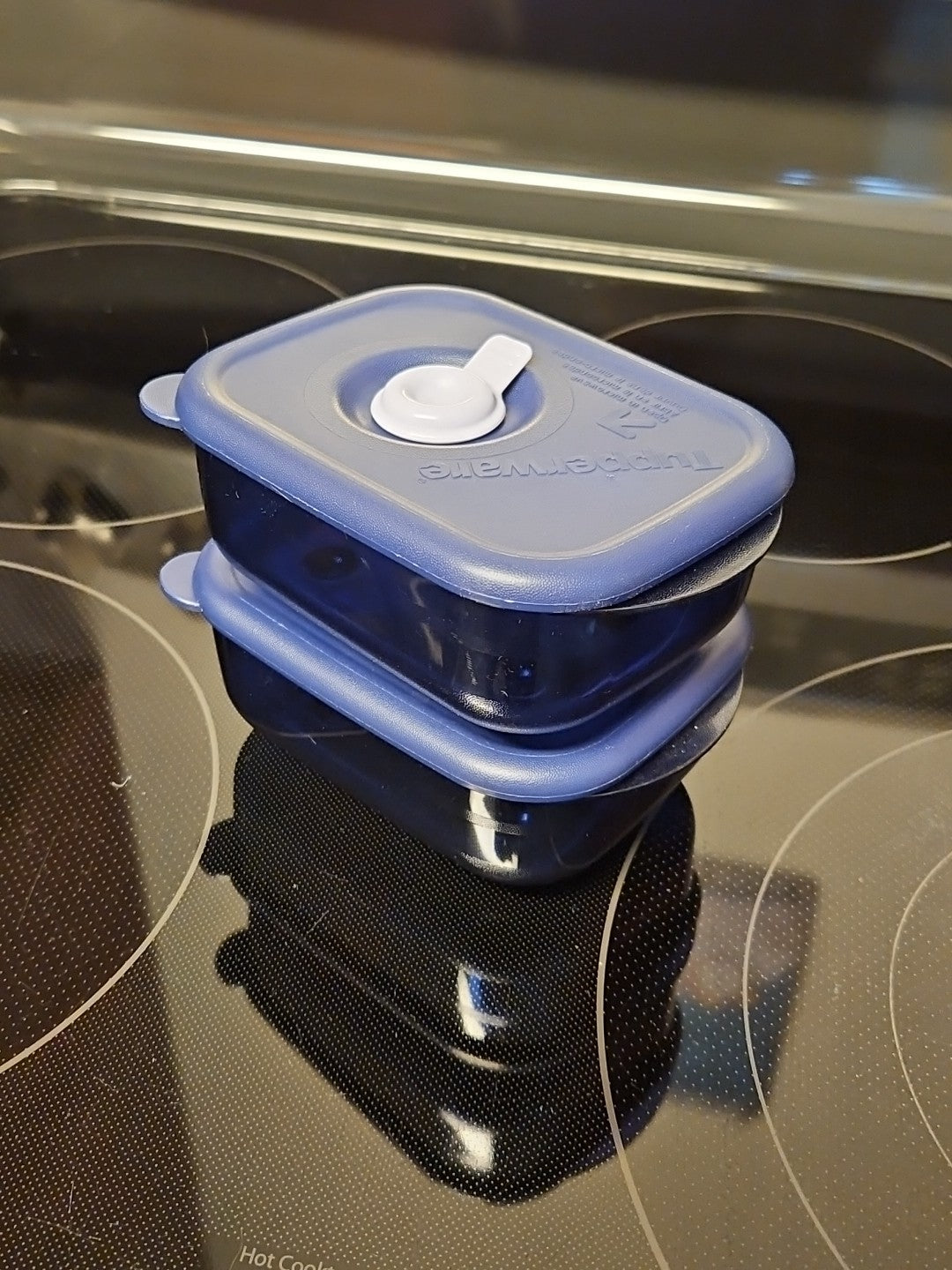 Set Of 2 Tupperware 1 Cup Vent & Serve 3387A Indigo Blue Containers with Lids