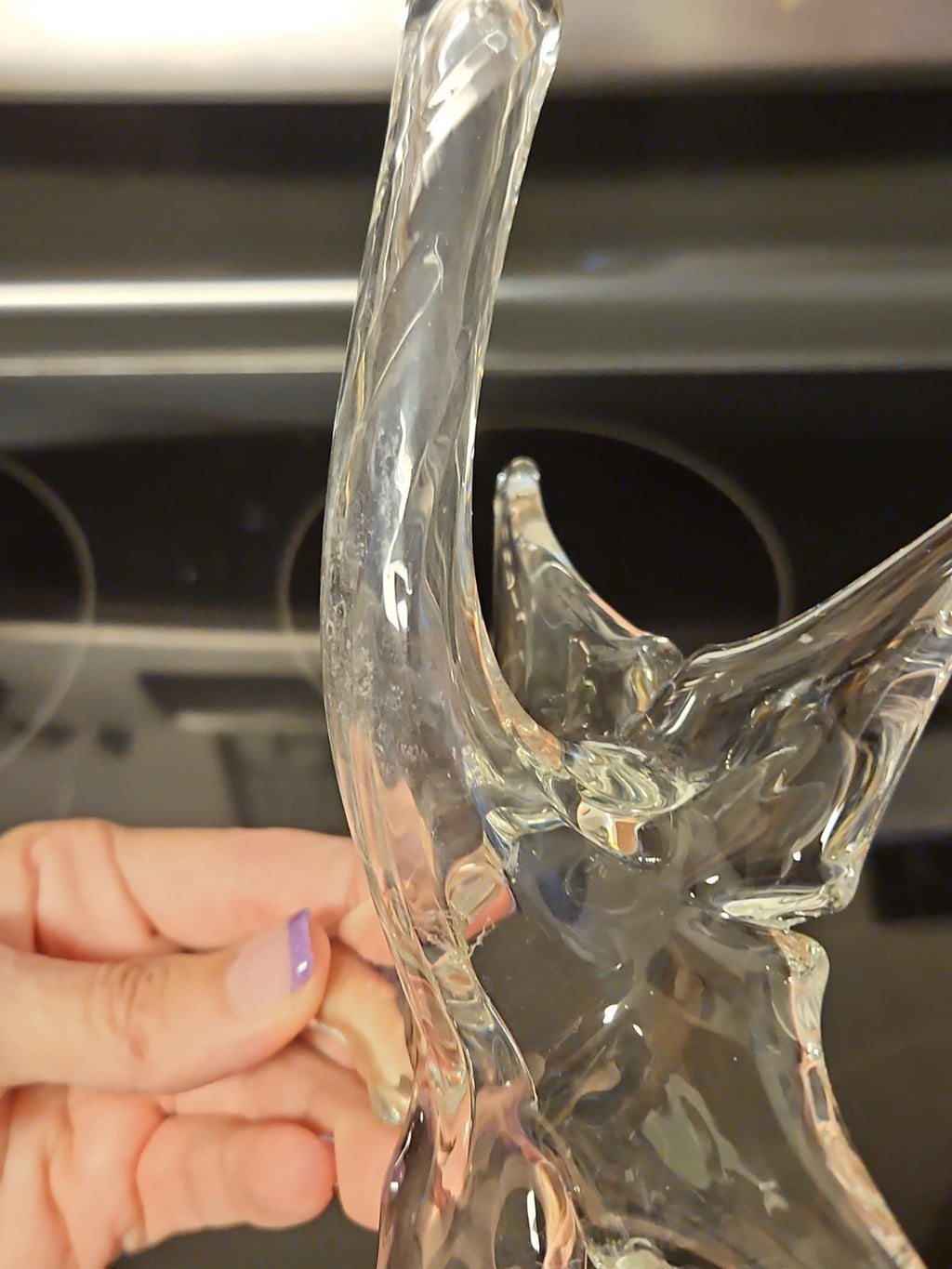 Vintage Pair Of 2 Hamon Glass Hand Blown Glass Lay Down Flower Bud Vases