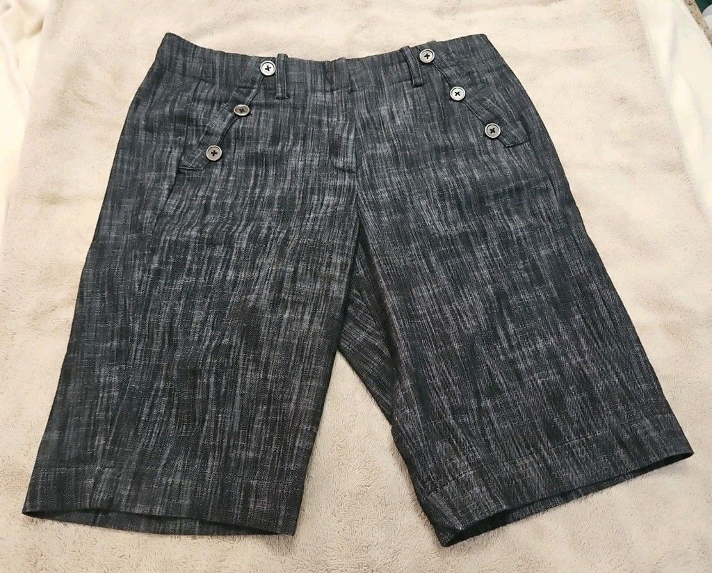 Sandro Bermuda Shorts Womens 8 Dark Gray Button Detail Pockets