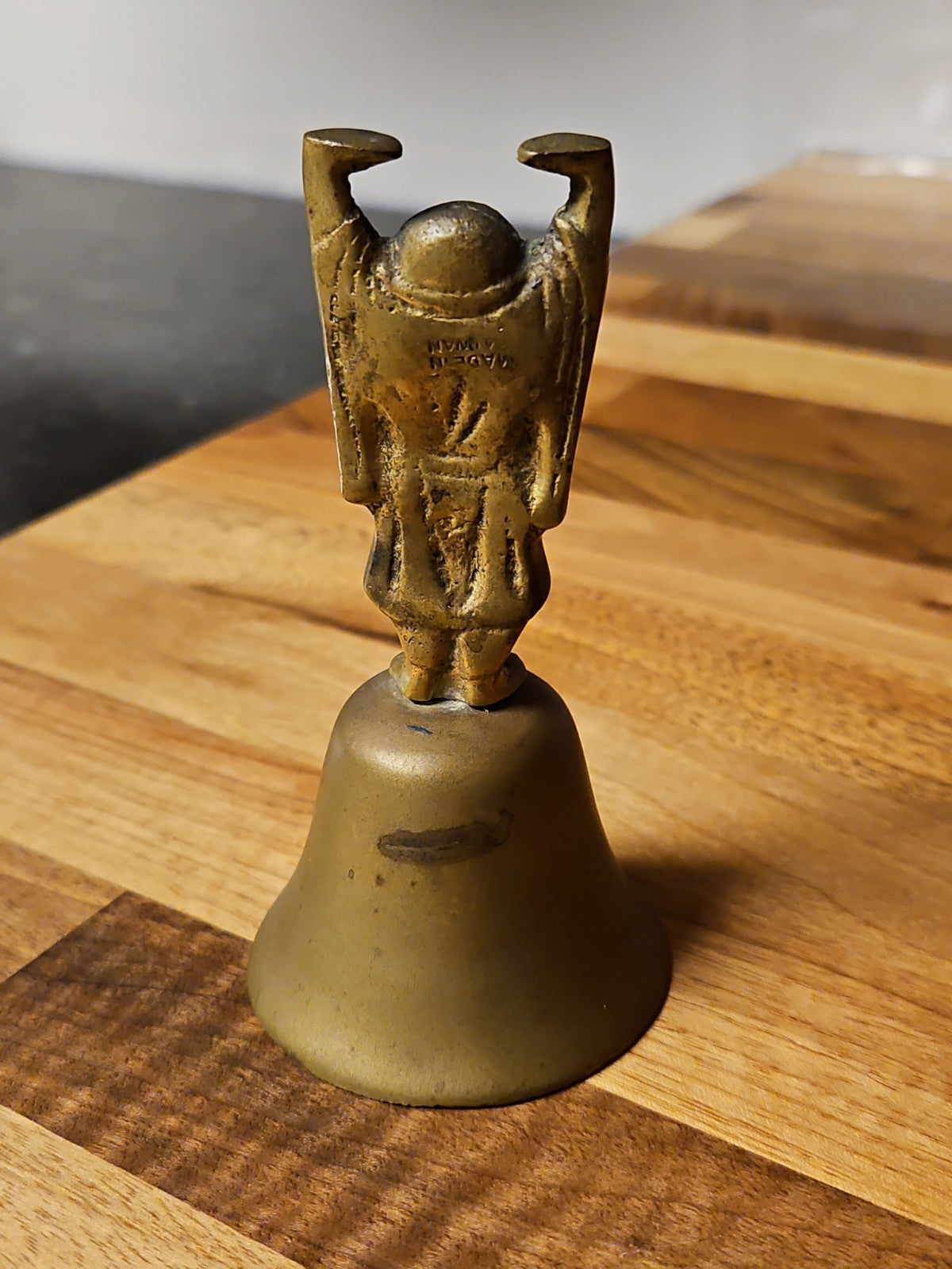 Vintage MCM Brass Laughing Buddha Bell Buddhism Alter Decor 4.5"